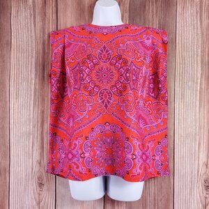 NWT Farm Rio Paisley Scarf Red T-Shirt Blouse Womens Medium Sleeveless Cotton